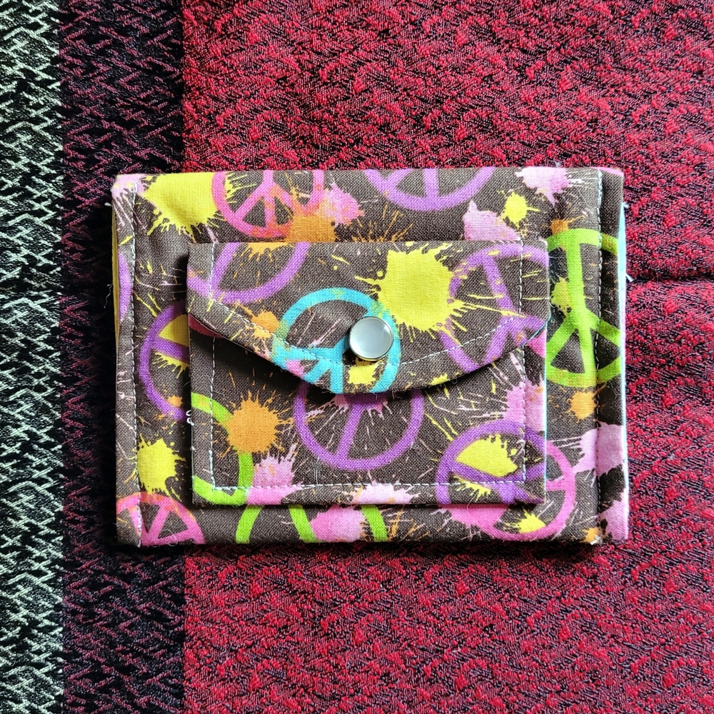 Handmade Colorful Splatter Peace Sign Wallet/Coin Purse/Card Holder